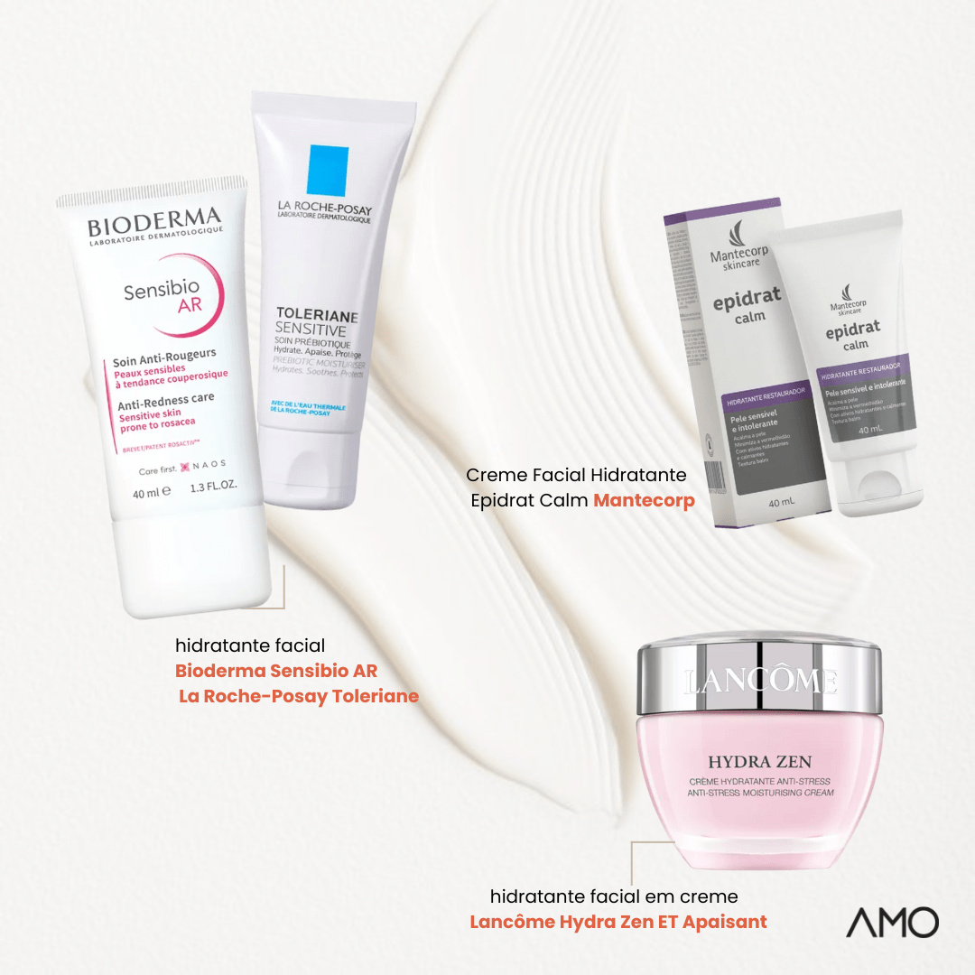 Arte gráfica com hidratantes da bioderma, La Roche, Montecorp e lâncome